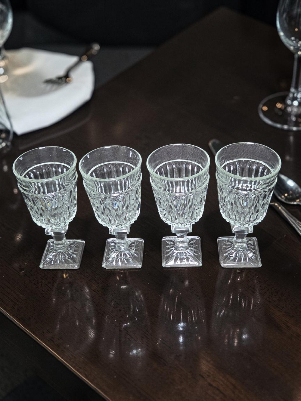 Set Of 4 Indiana Glass Mt. Vernon Clear Wine Goblets ♡ - Picture 5 of 8